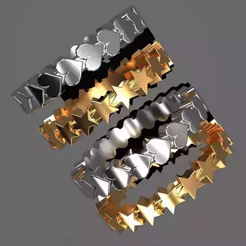 Rings Heart and star