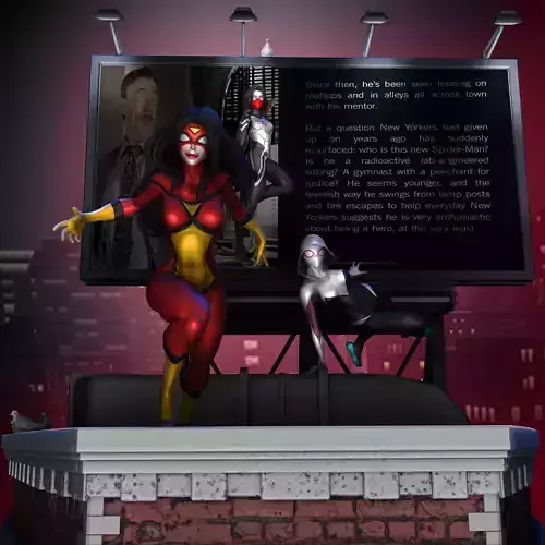 Spider Woman Silk and Gwen Diorama 3D print model