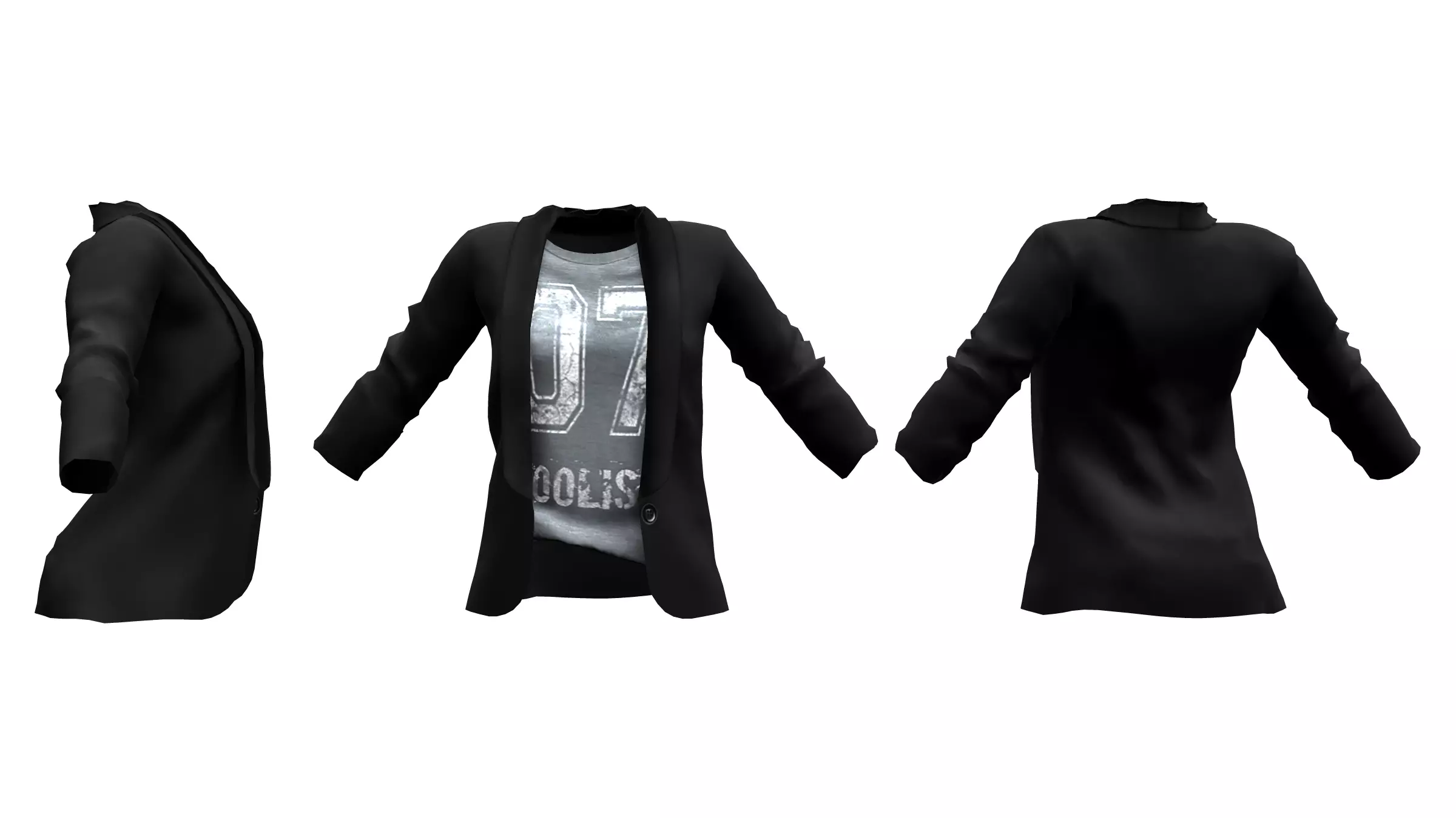 Ladies Blazer with T-shirt Tucked Low-poly 3D model