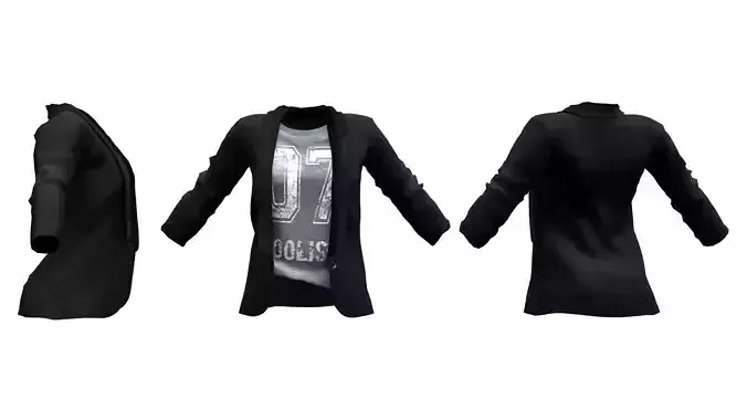 Ladies Blazer with T-shirt Tucked