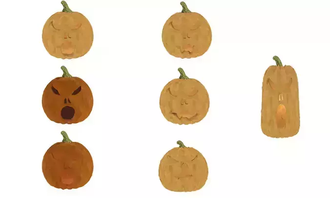 Pumpkin Halloween rig Low-poly 3D model