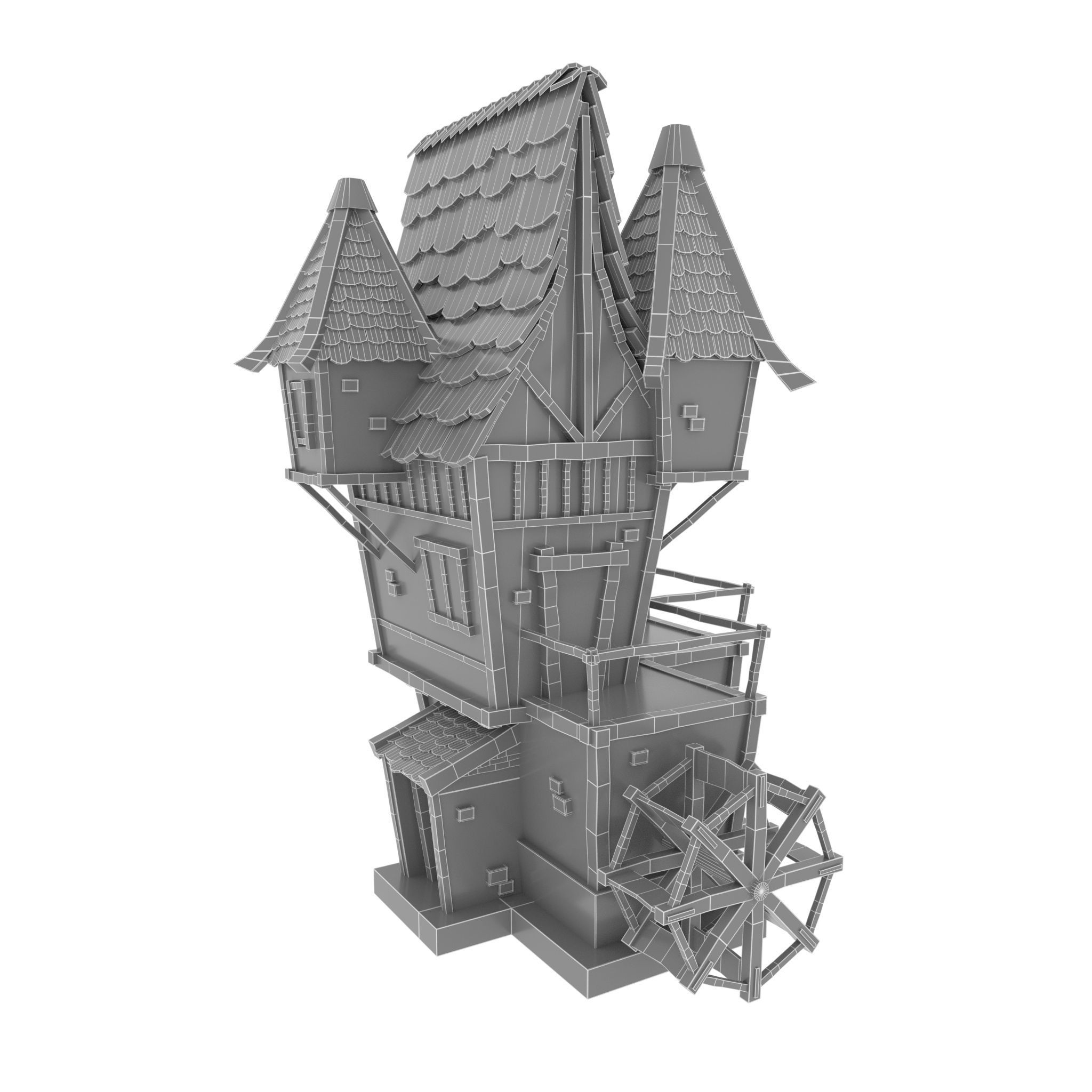 LowPoly Medieval House Low-poly 3D model_5