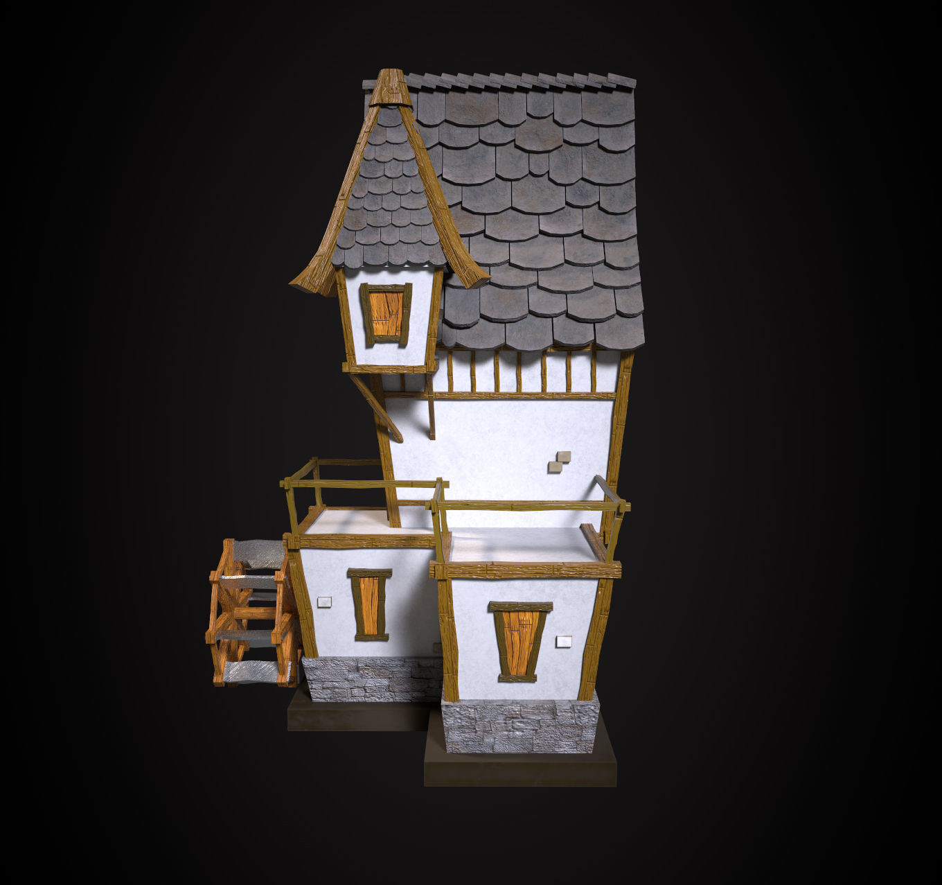 LowPoly Medieval House Low-poly 3D model_6