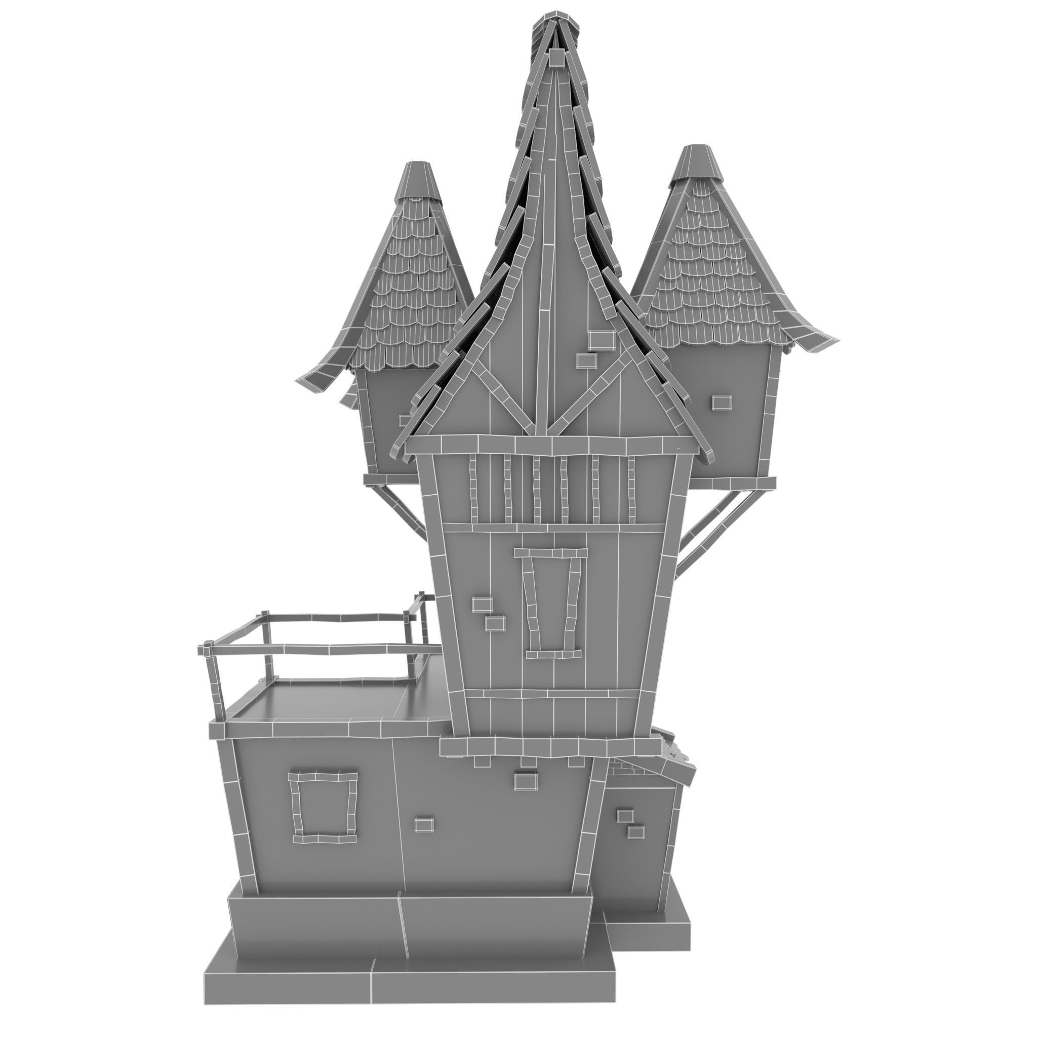 LowPoly Medieval House Low-poly 3D model_7