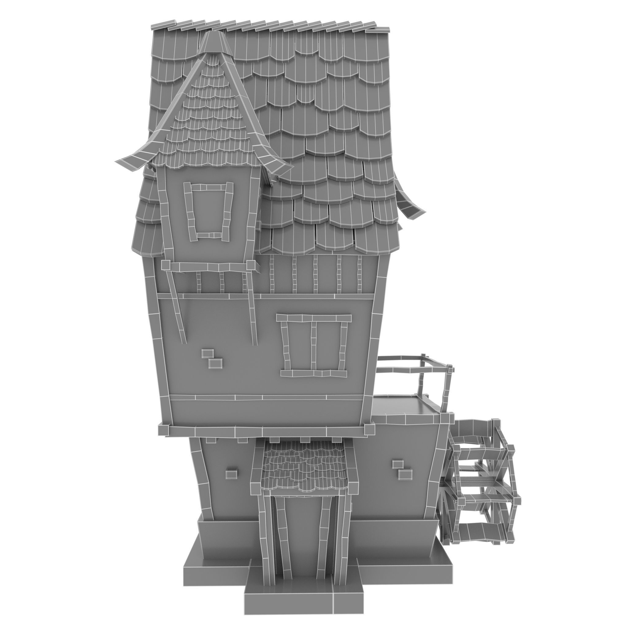 LowPoly Medieval House Low-poly 3D model_3