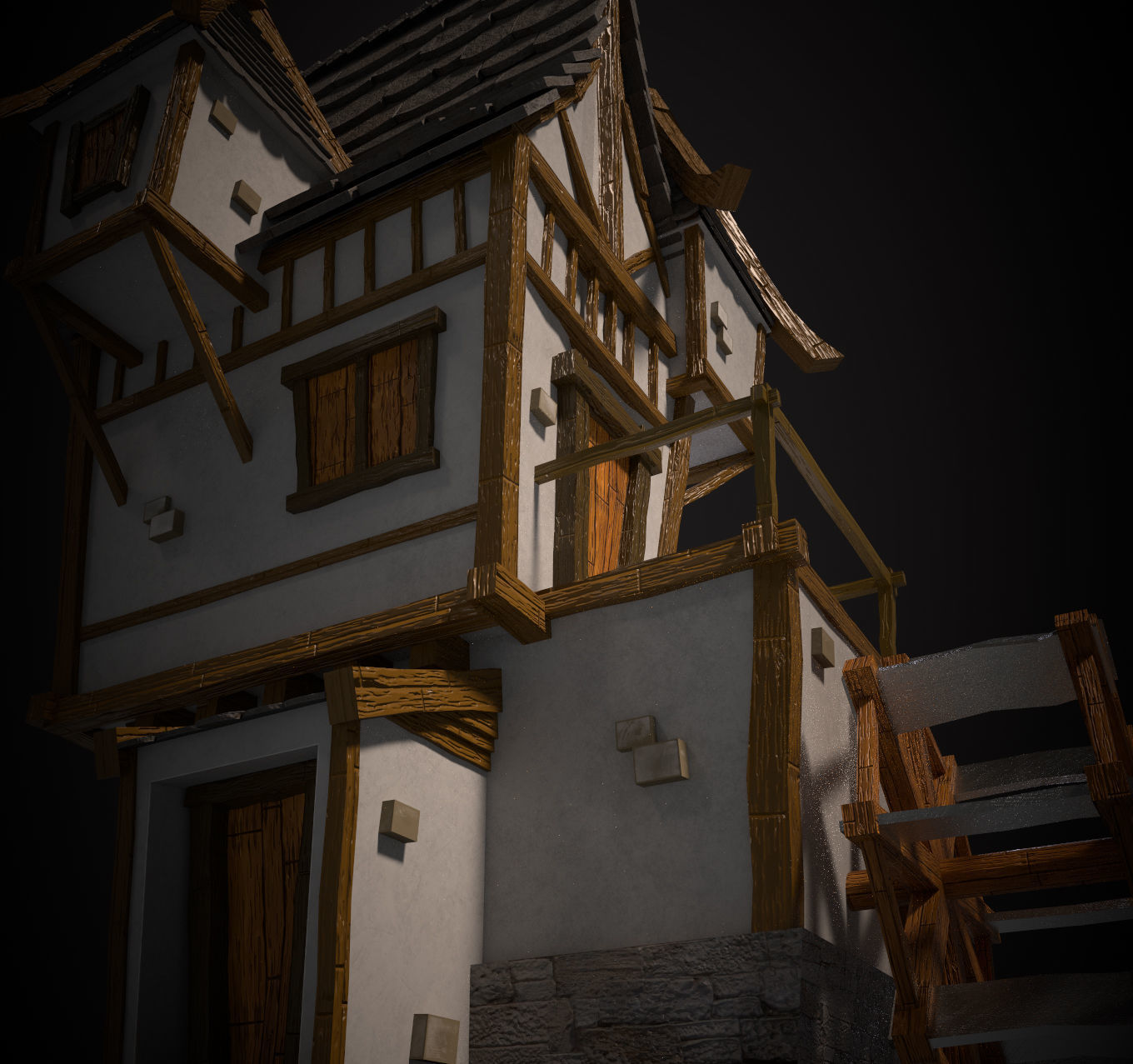 LowPoly Medieval House Low-poly 3D model_8