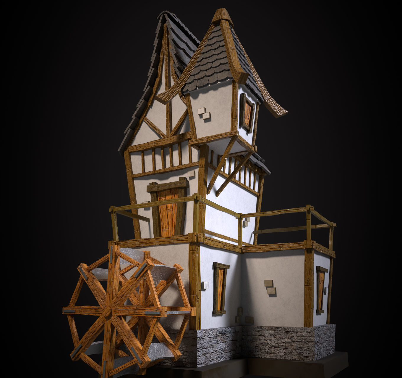 LowPoly Medieval House Low-poly 3D model_4