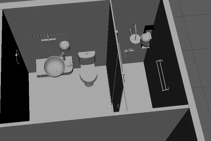 Bathroom with toilet and sink Free low-poly 3D model_0
