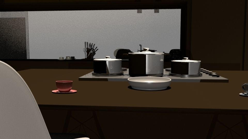 Kitchen with stove and sink 3D model_2