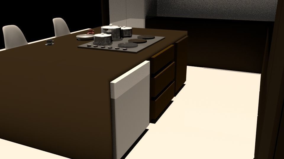 Kitchen with stove and sink 3D model_1