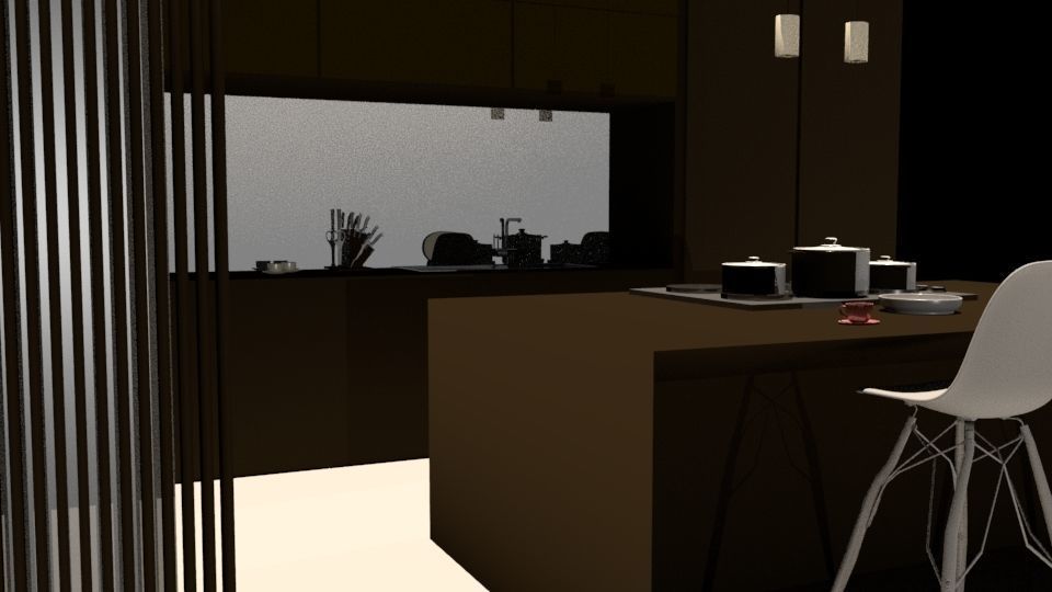 Kitchen with stove and sink 3D model_3