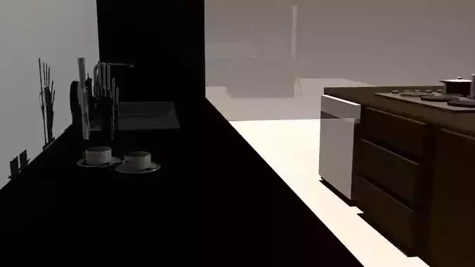 Kitchen with stove and sink