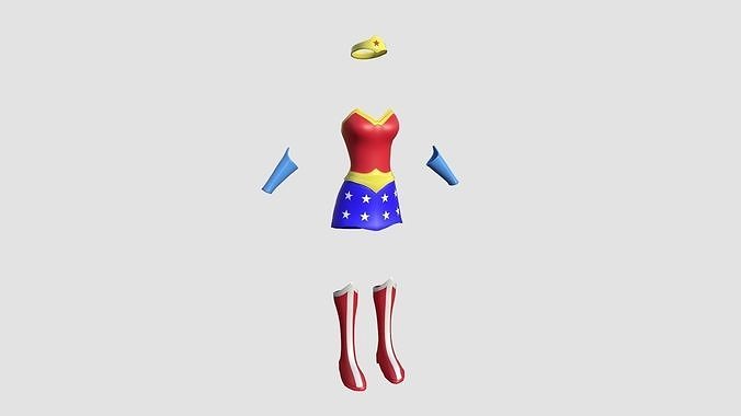 Wonder Woman Outfit 01 Cartoon - Character Design Low-poly 3D model