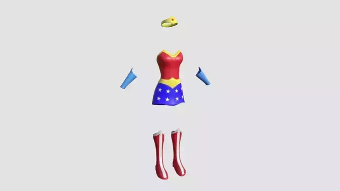 Wonder Woman Outfit 01 Cartoon - Character Design Low-poly 3D model