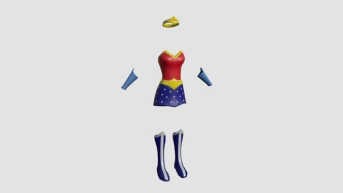 Wonder Woman Outfit 02 Cartoon - Character Design Fashion Low-poly 3D model