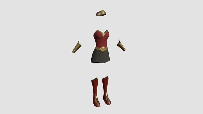 Wonder Woman Outfit 04 Modern - Character Design Fashion Low-poly 3D model
