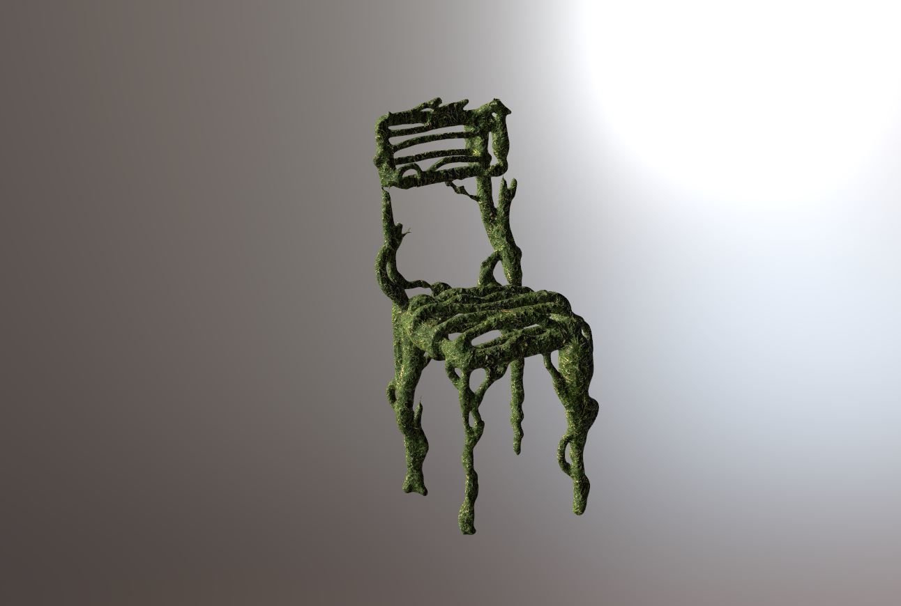 Three tree chairs Garden grass Bark and Dark 4k Low-poly 3D model_6