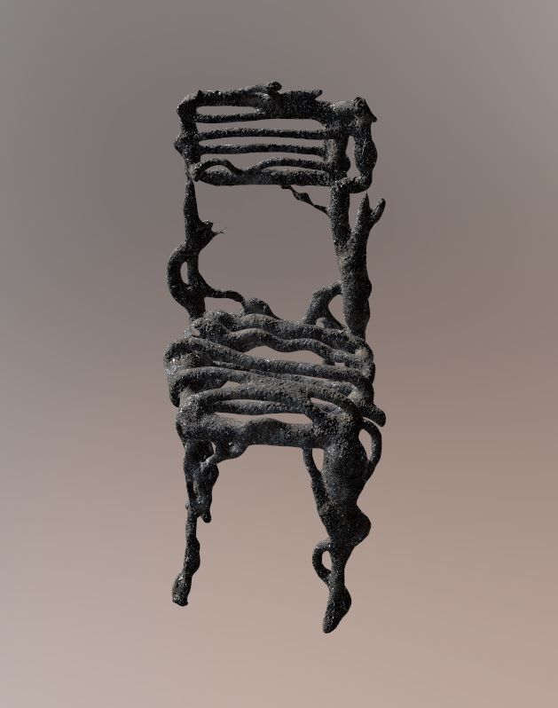 Three tree chairs Garden grass Bark and Dark 4k Low-poly 3D model_7