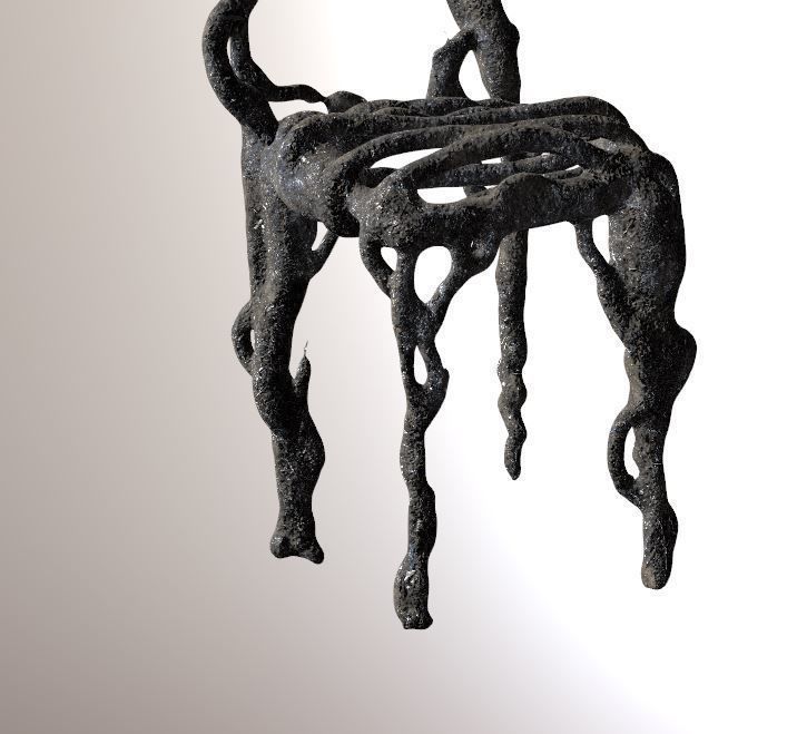 Three tree chairs Garden grass Bark and Dark 4k Low-poly 3D model_1