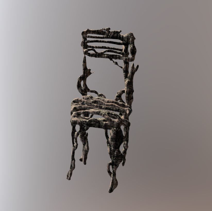 Three tree chairs Garden grass Bark and Dark 4k Low-poly 3D model_3