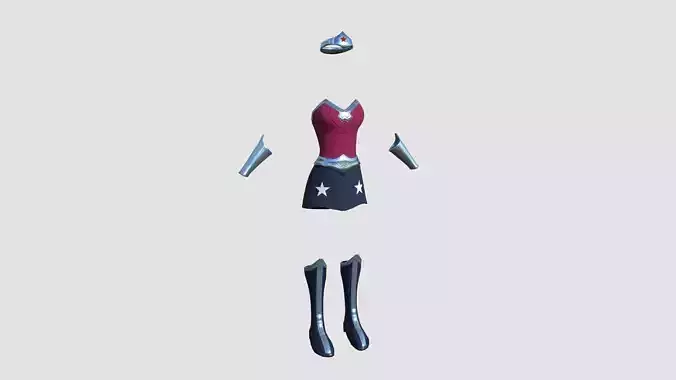 Wonder Woman Outfit 05 Blue - Character Design Fashion Low-poly 3D model