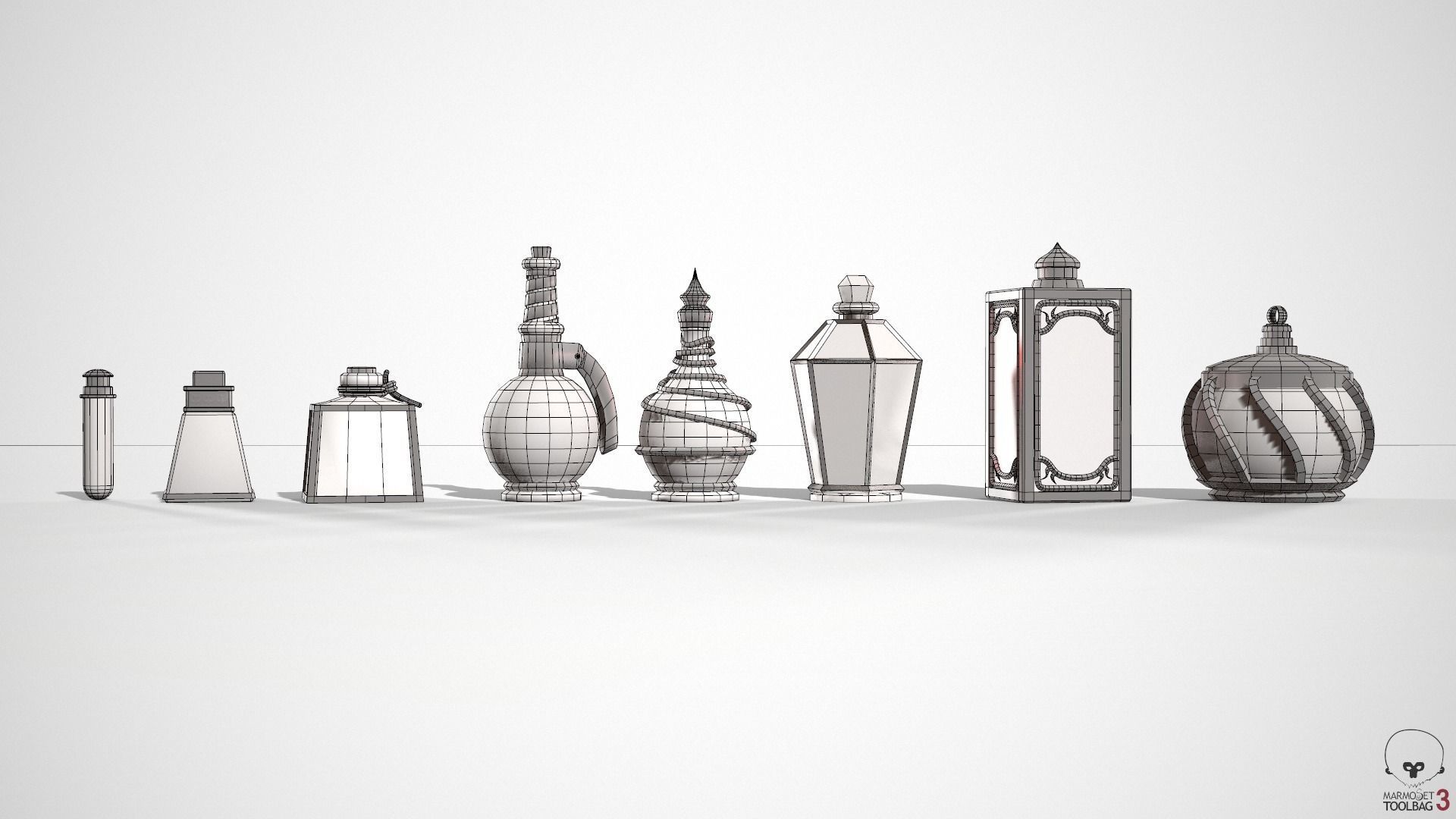 Health Potion Bottle Set Low-poly 3D model_29