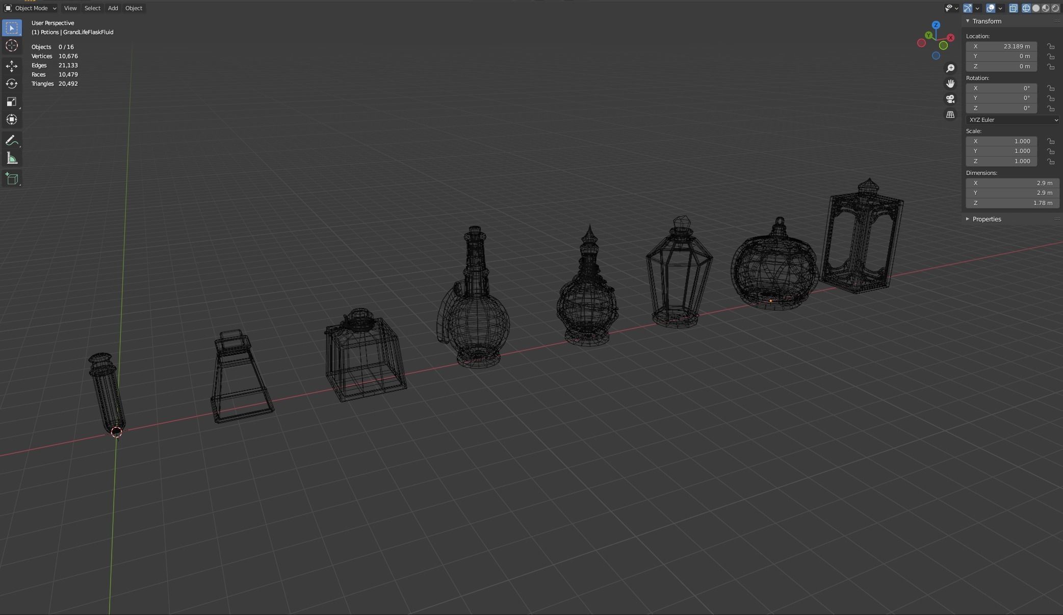 Health Potion Bottle Set Low-poly 3D model_37