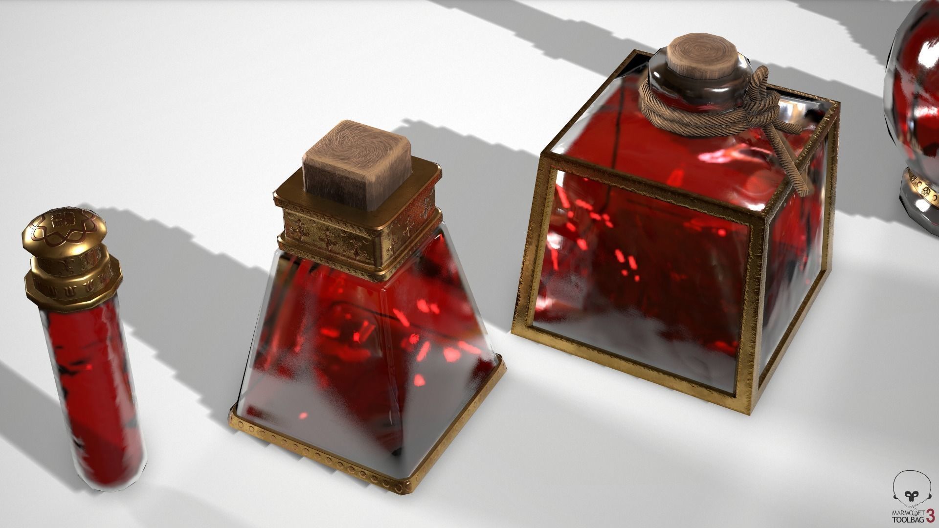 Health Potion Bottle Set Low-poly 3D model_18