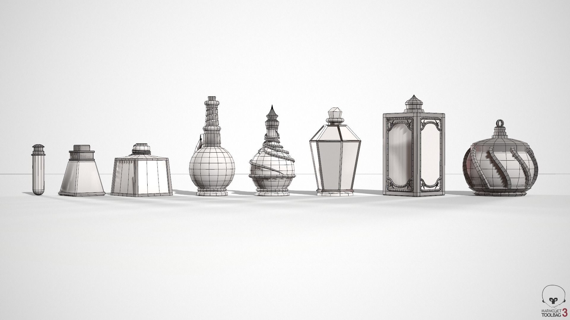Health Potion Bottle Set Low-poly 3D model_34