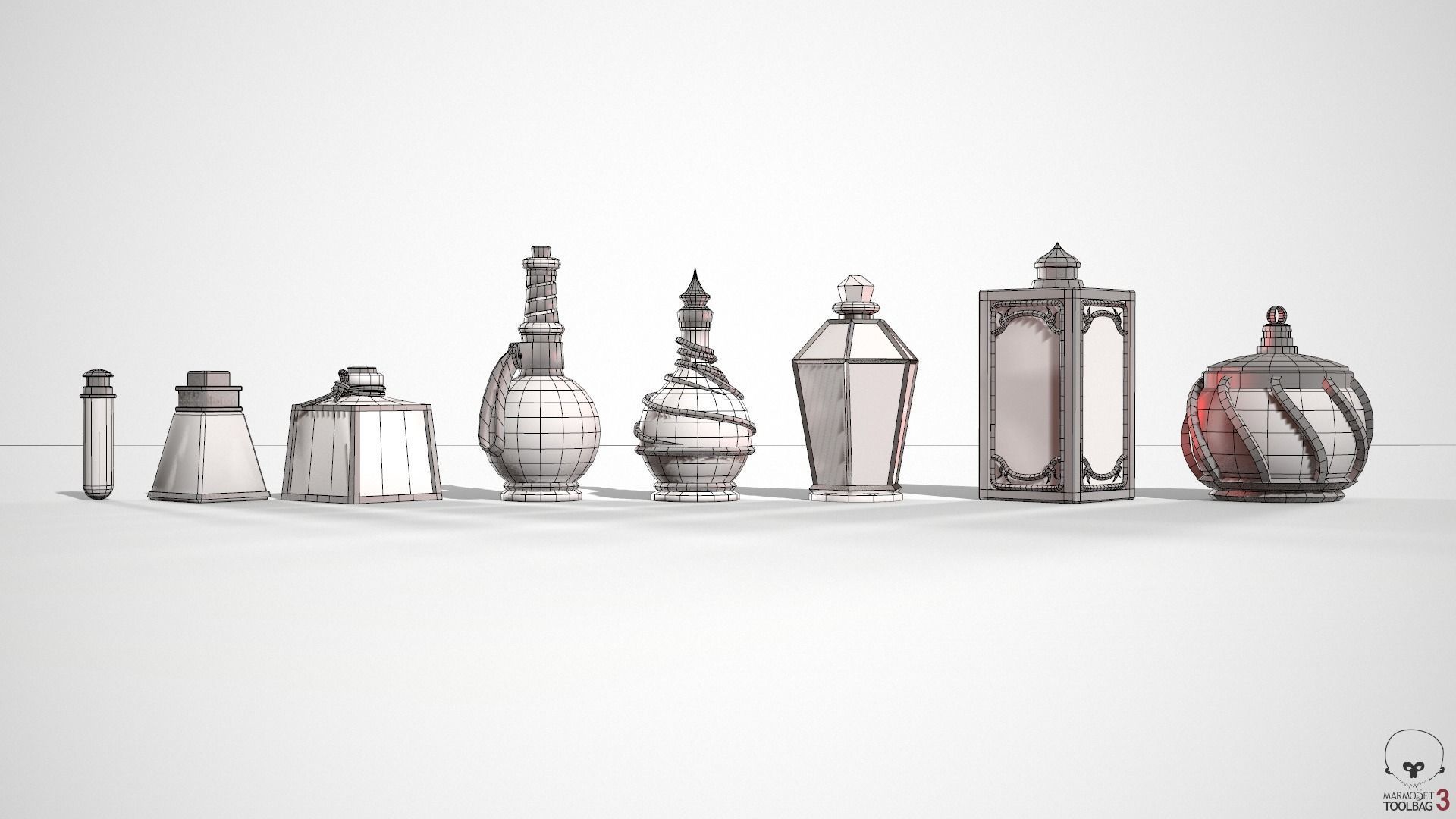 Health Potion Bottle Set Low-poly 3D model_23