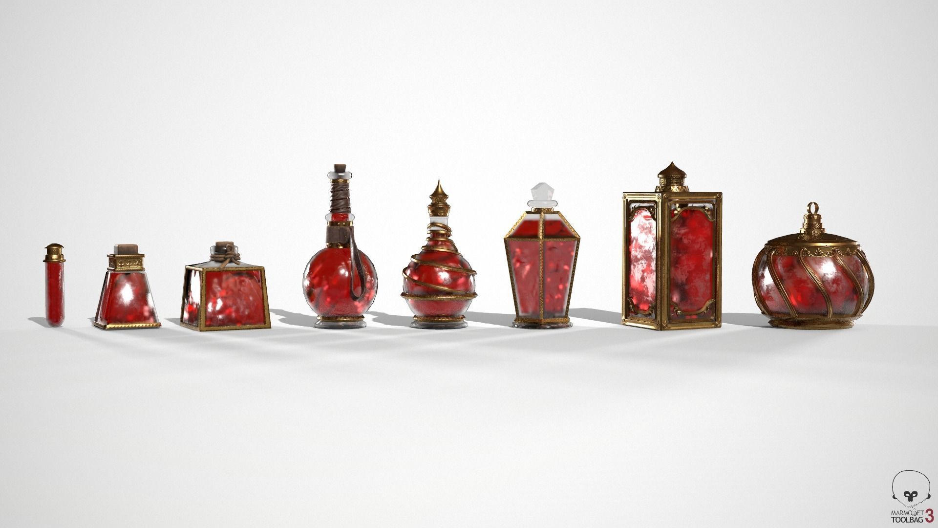 Health Potion Bottle Set Low-poly 3D model_16