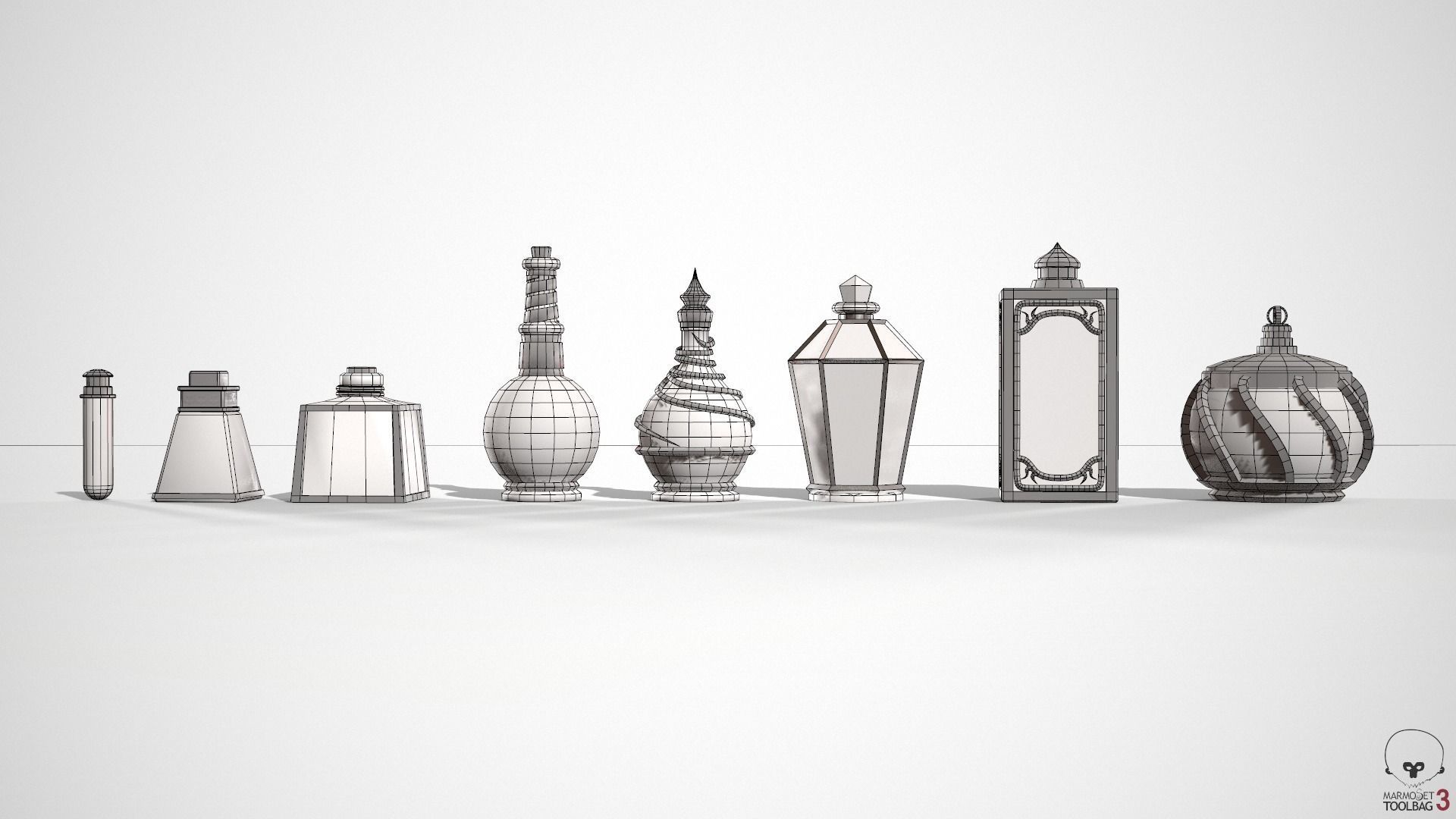 Health Potion Bottle Set Low-poly 3D model_32