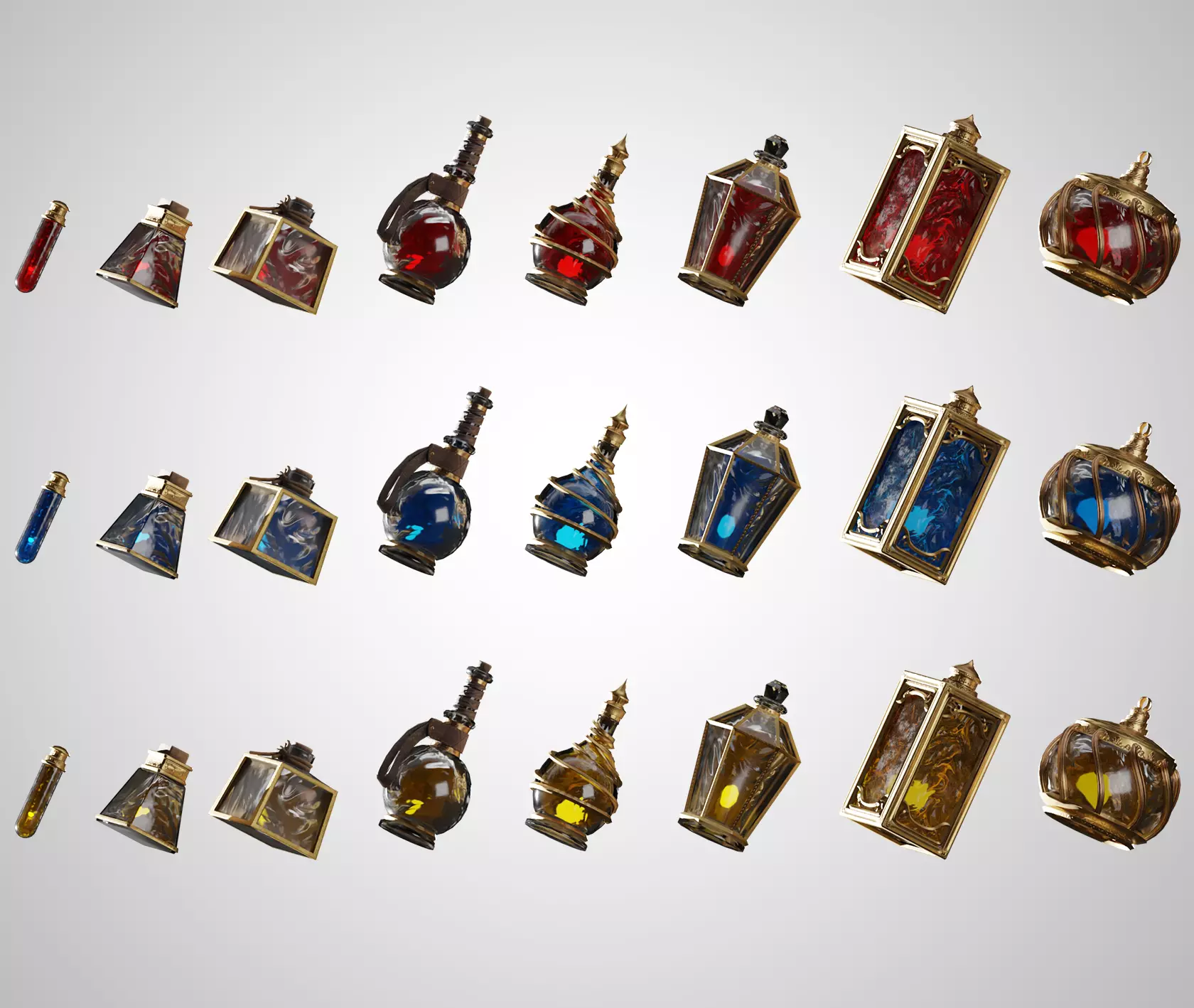 Health Potion Bottle Set Low-poly 3D model_0