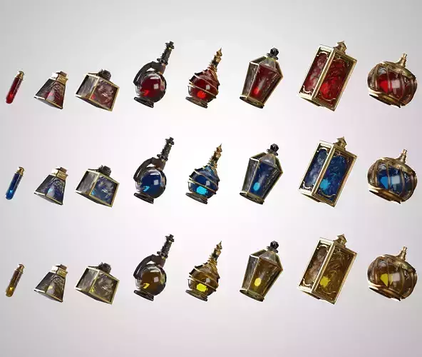 Health Potion Bottle Set Low-poly 3D model