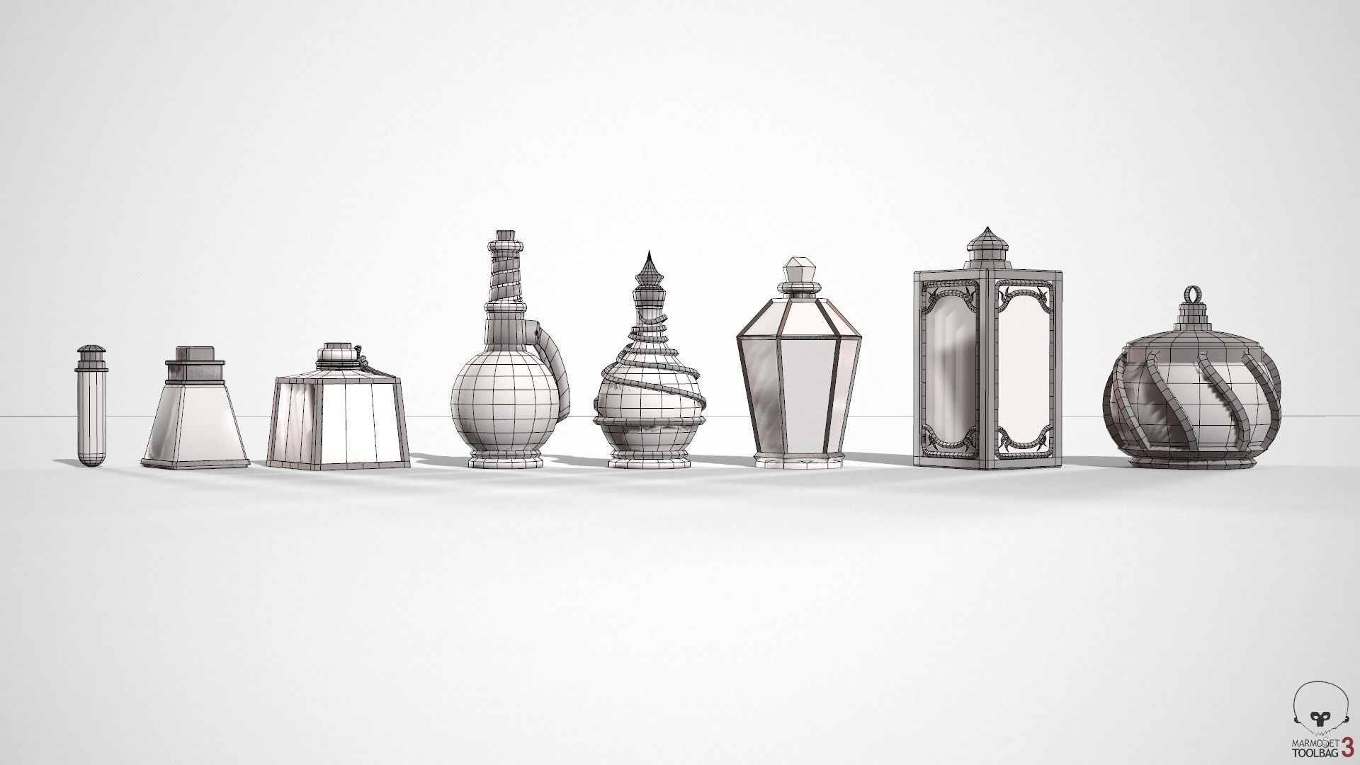 Health Potion Bottle Set Low-poly 3D model_30