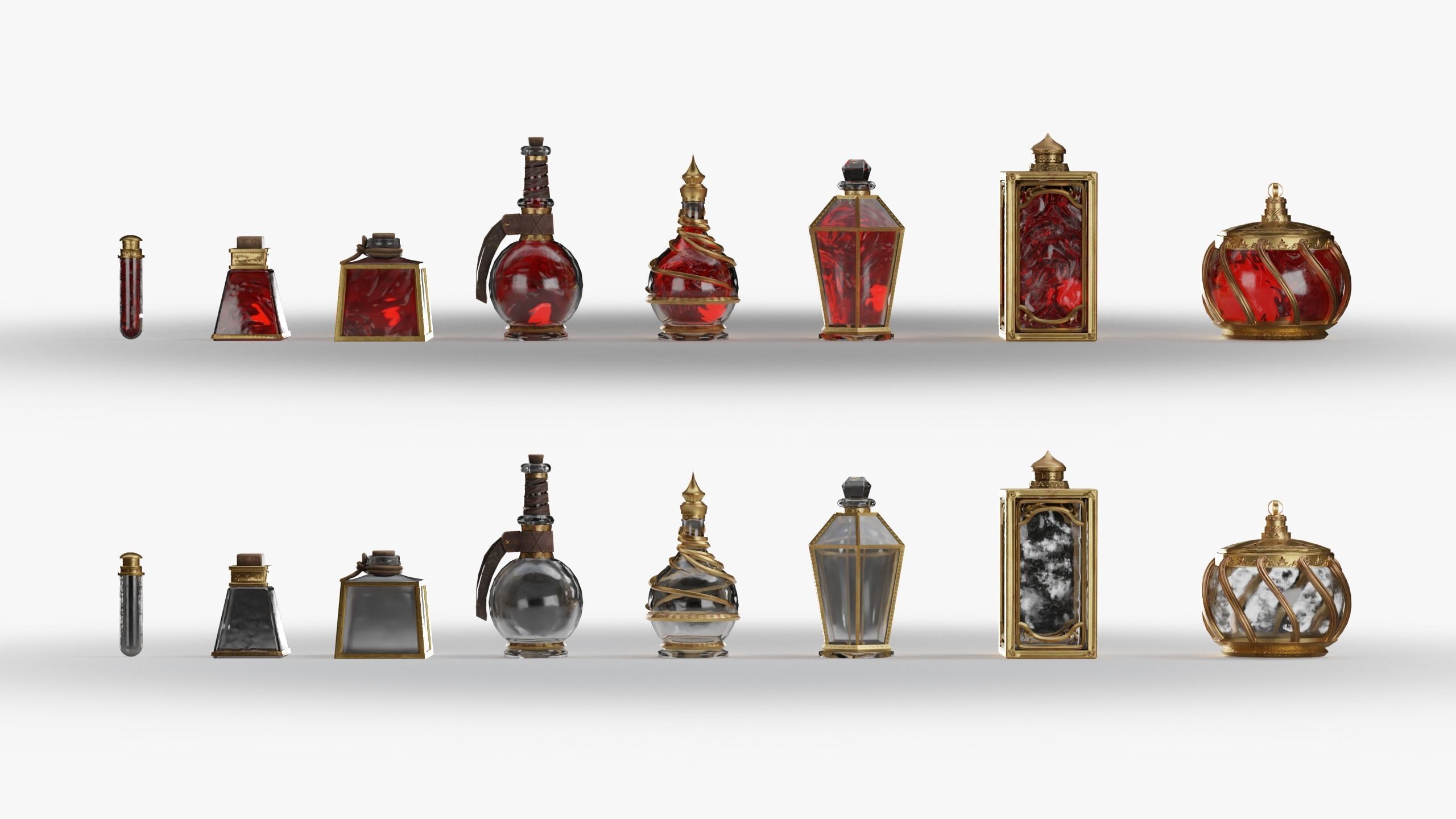 Health Potion Bottle Set Low-poly 3D model_5