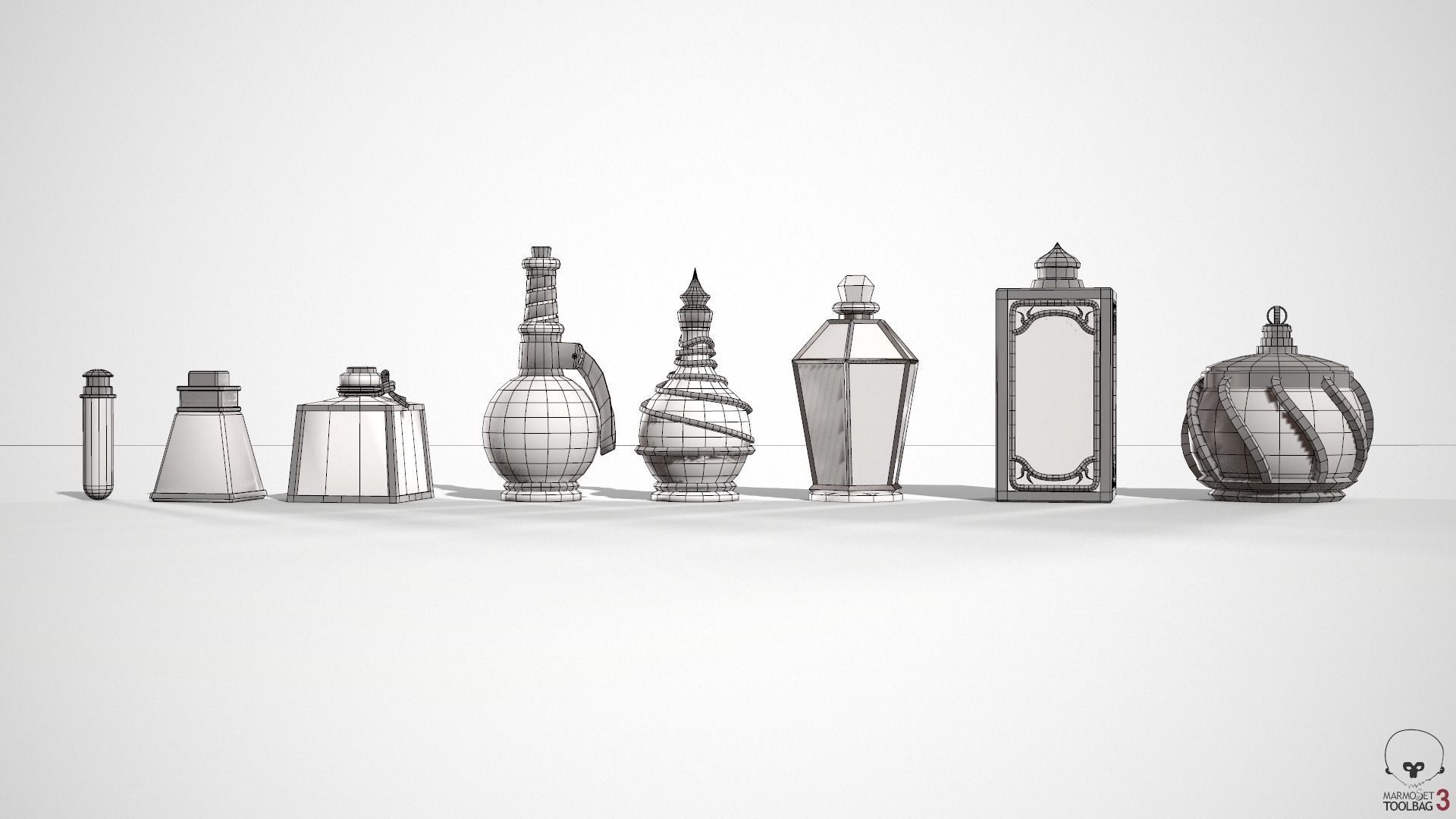 Health Potion Bottle Set Low-poly 3D model_28