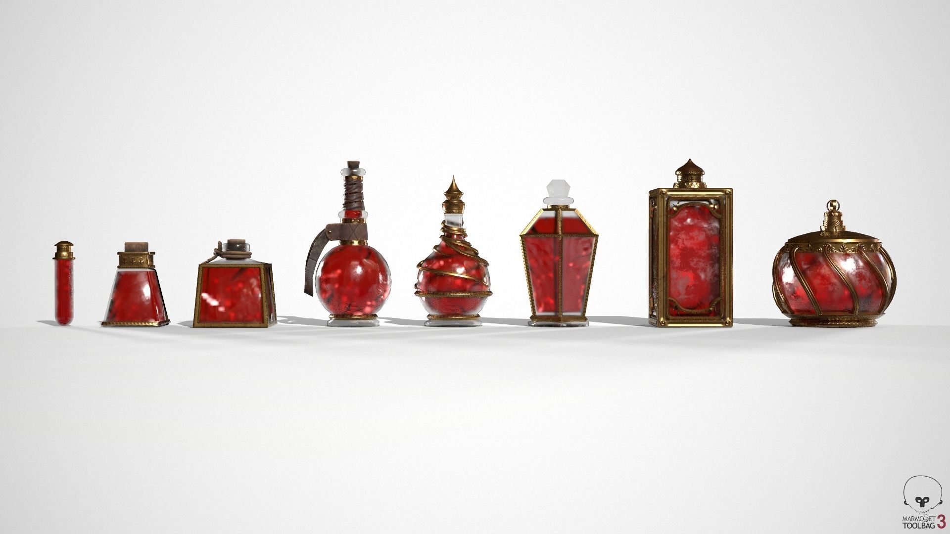 Health Potion Bottle Set Low-poly 3D model_15