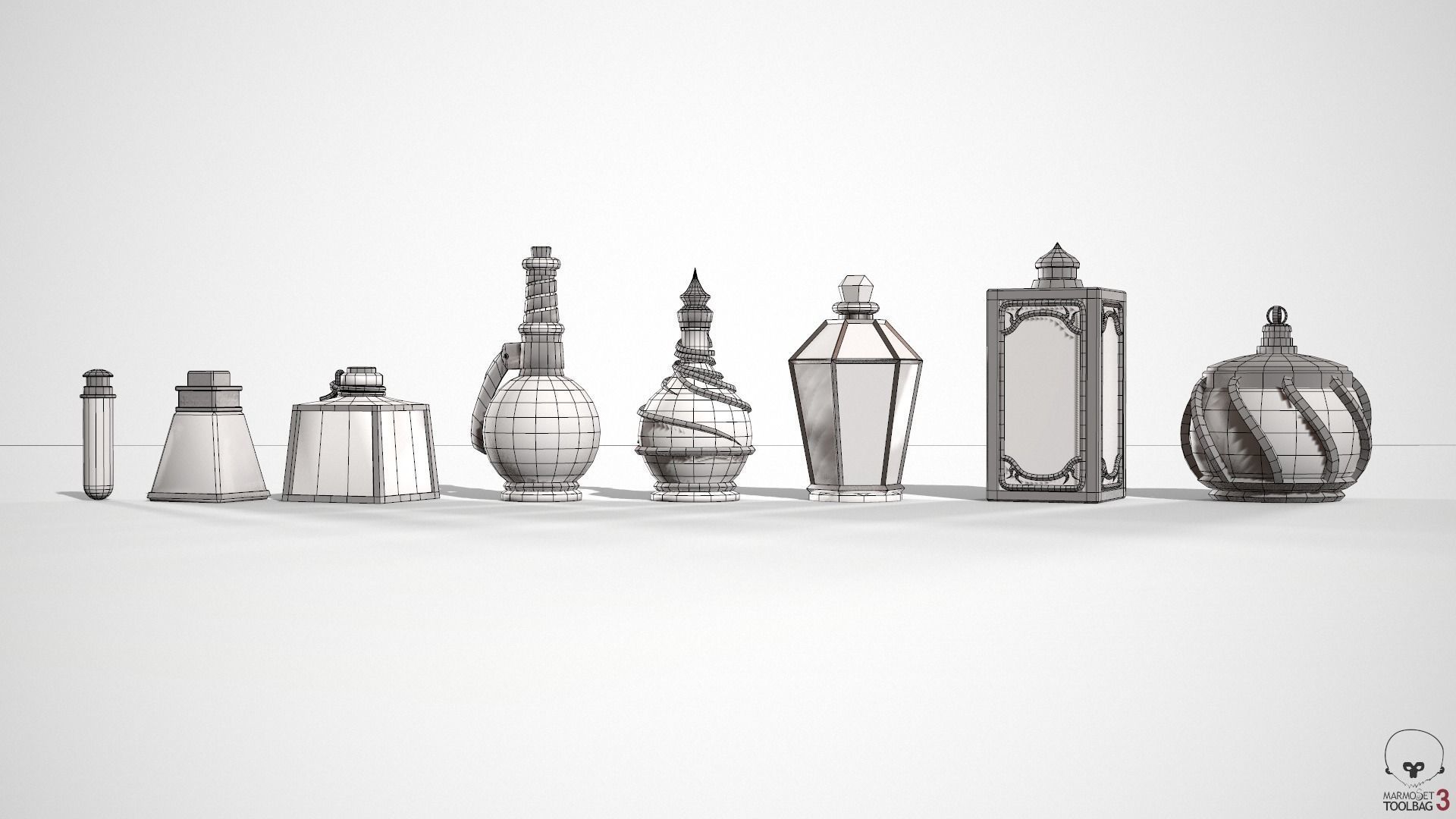 Health Potion Bottle Set Low-poly 3D model_35