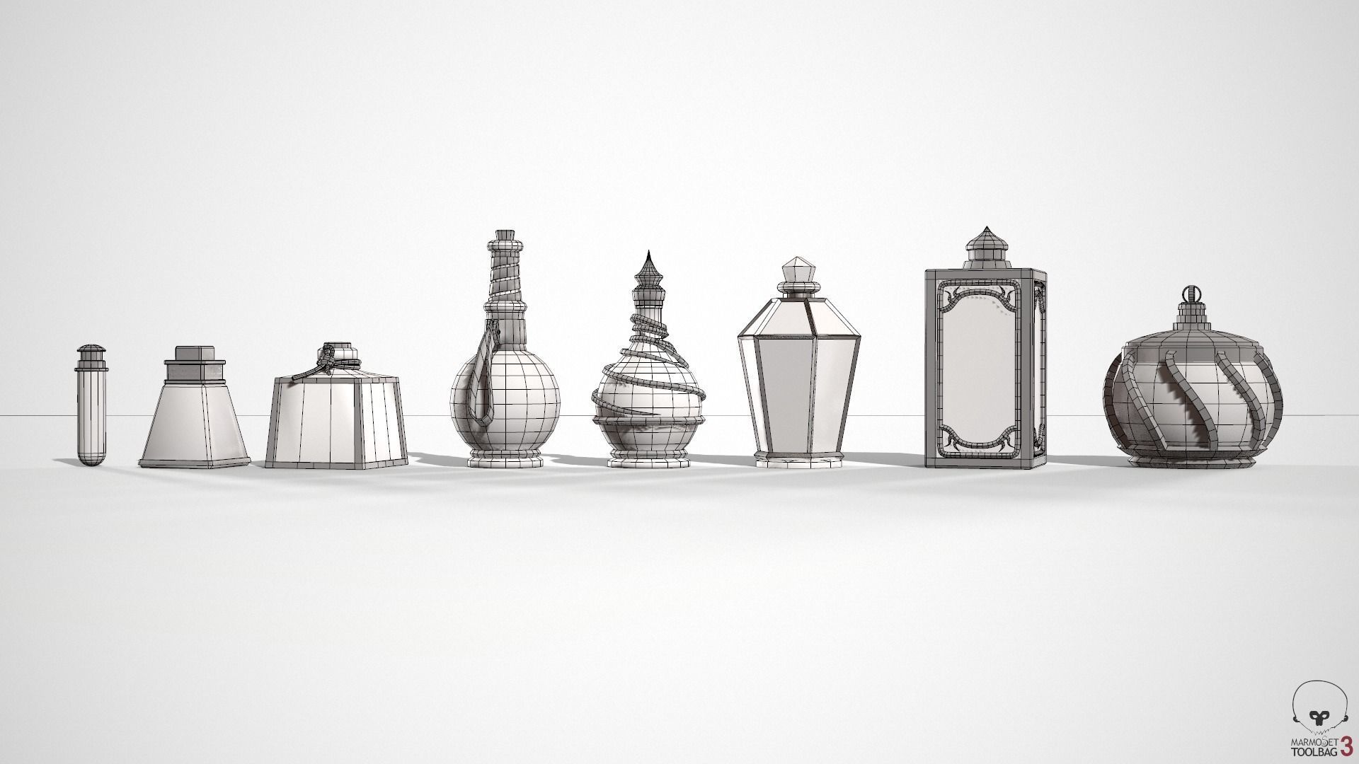 Health Potion Bottle Set Low-poly 3D model_24