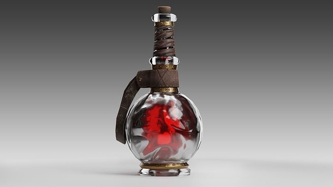 Health Potion Bottle Set Low-poly 3D model 7