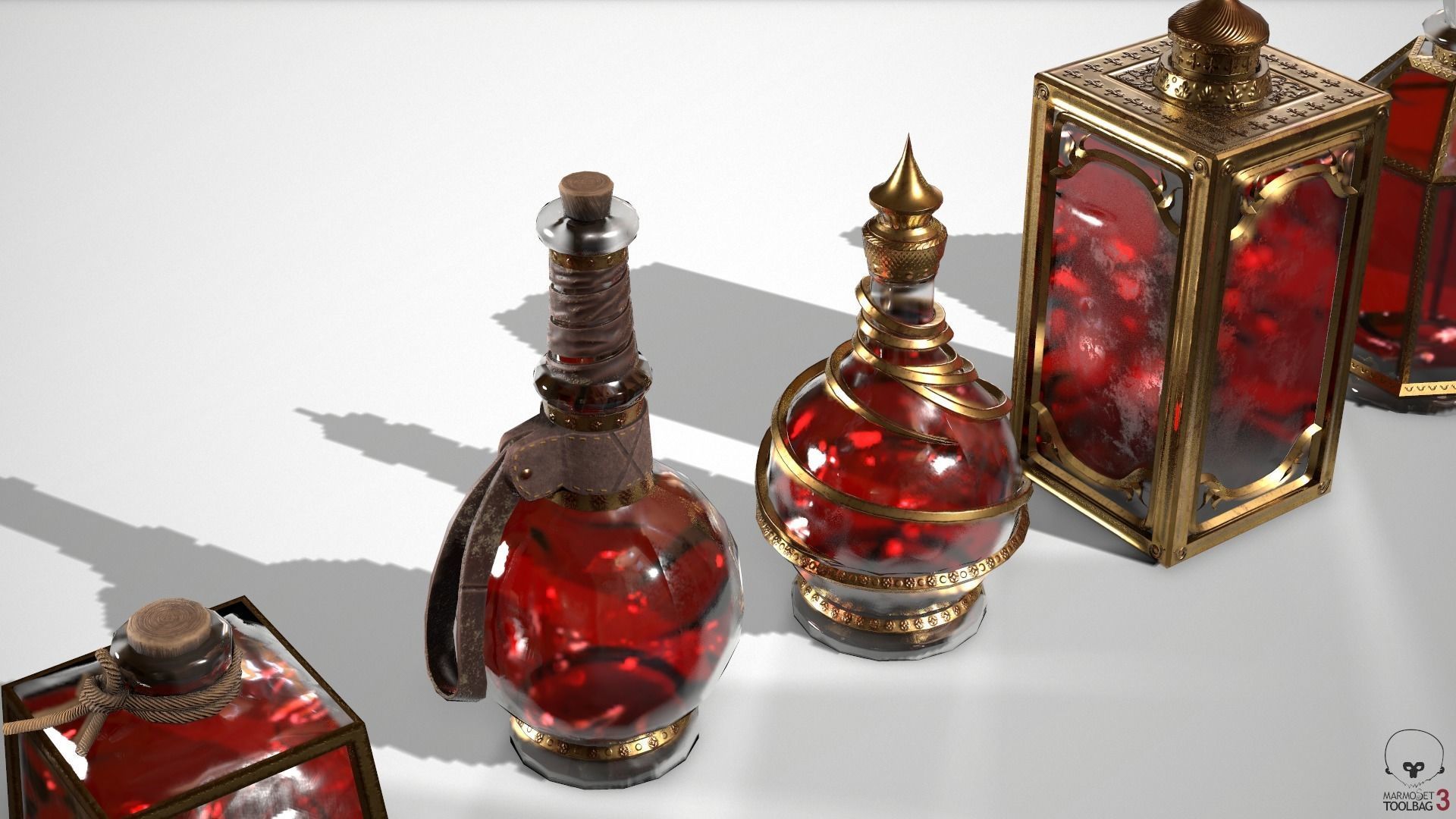 Health Potion Bottle Set Low-poly 3D model_17