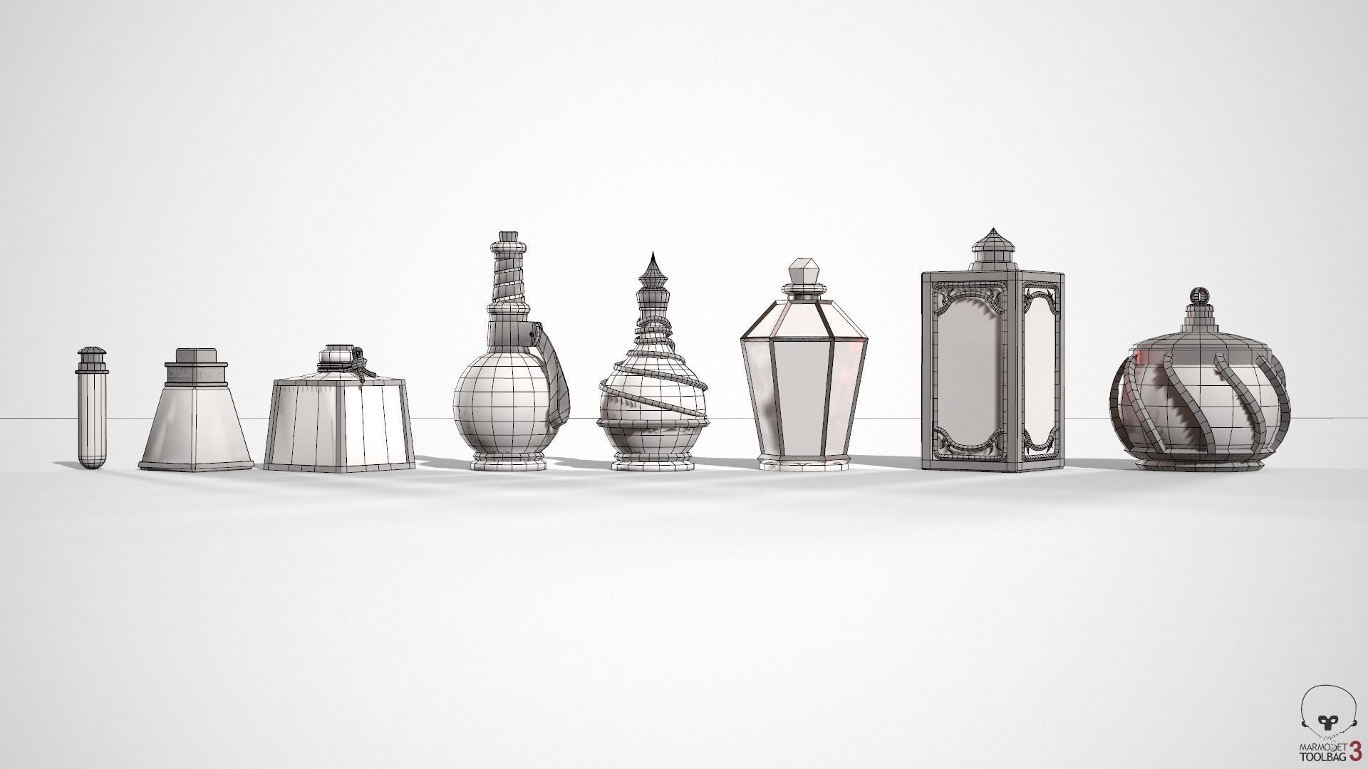 Health Potion Bottle Set Low-poly 3D model_27