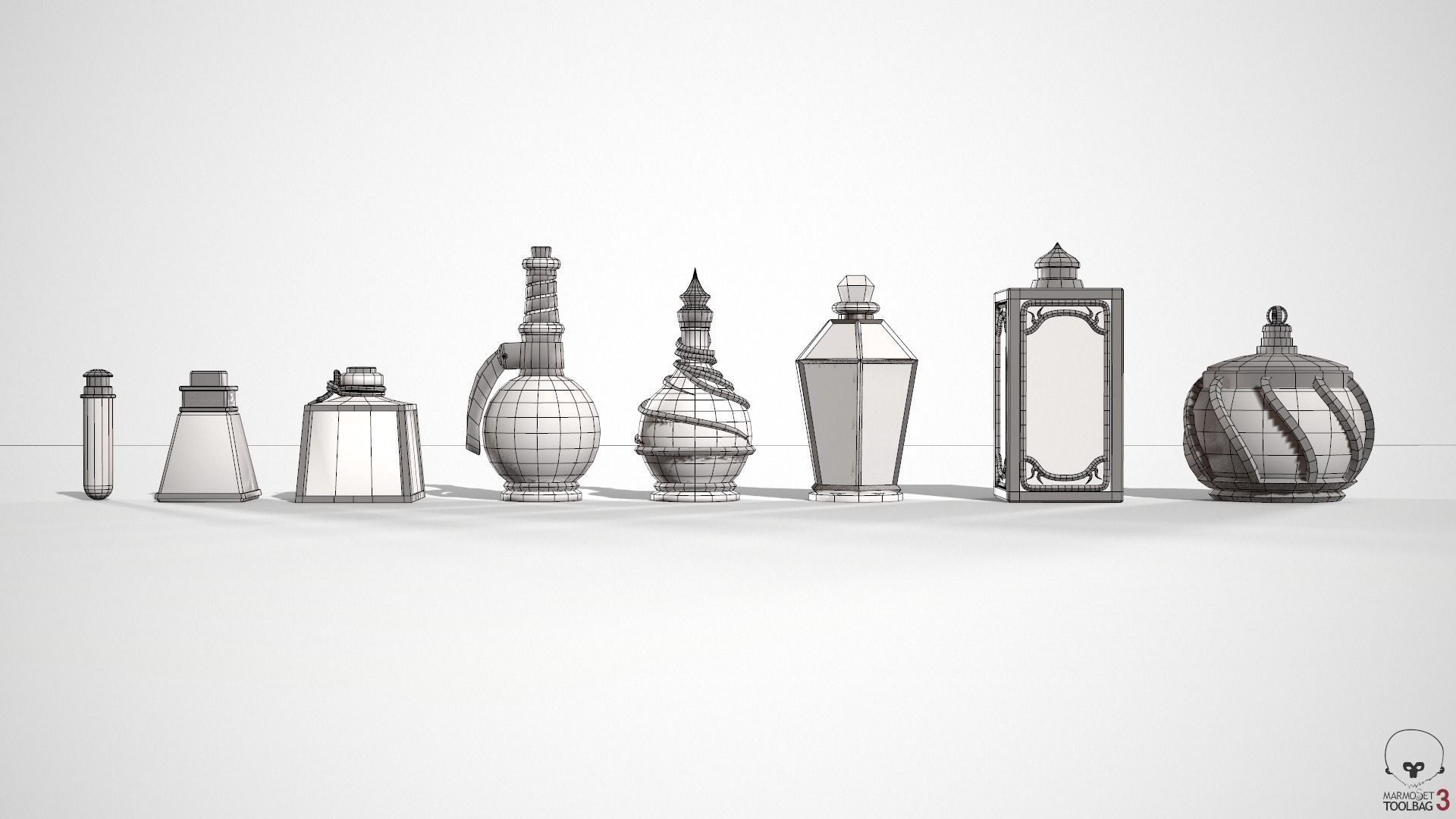 Health Potion Bottle Set Low-poly 3D model_21