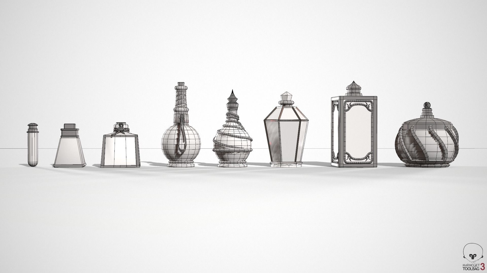 Health Potion Bottle Set Low-poly 3D model_25