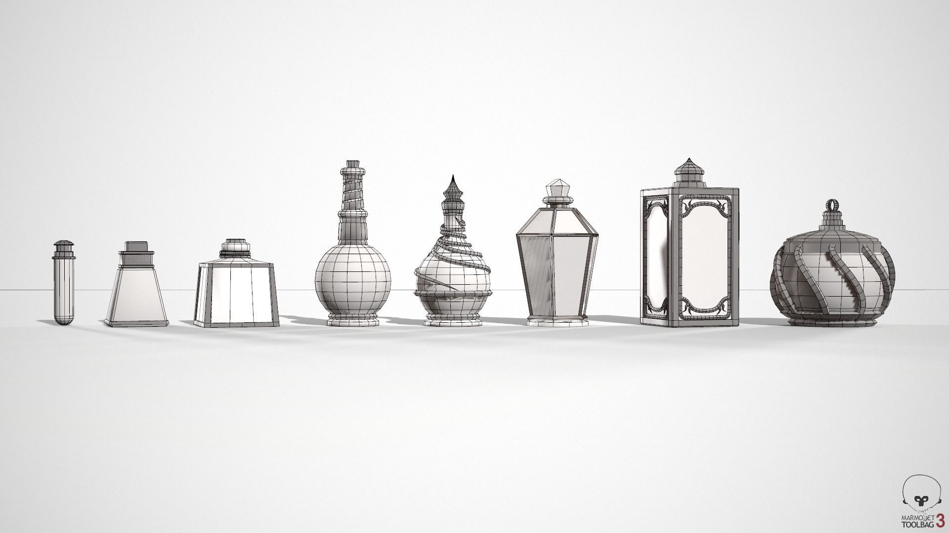 Health Potion Bottle Set Low-poly 3D model_33