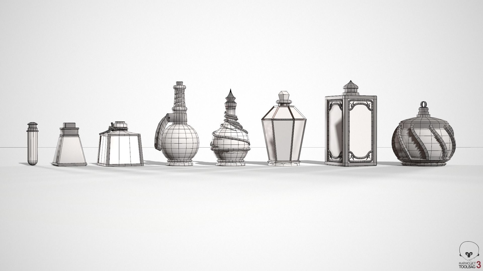 Health Potion Bottle Set Low-poly 3D model_22