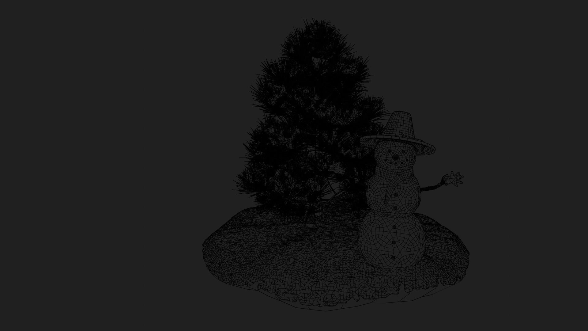 Snowman and Pine tree 3D model_9
