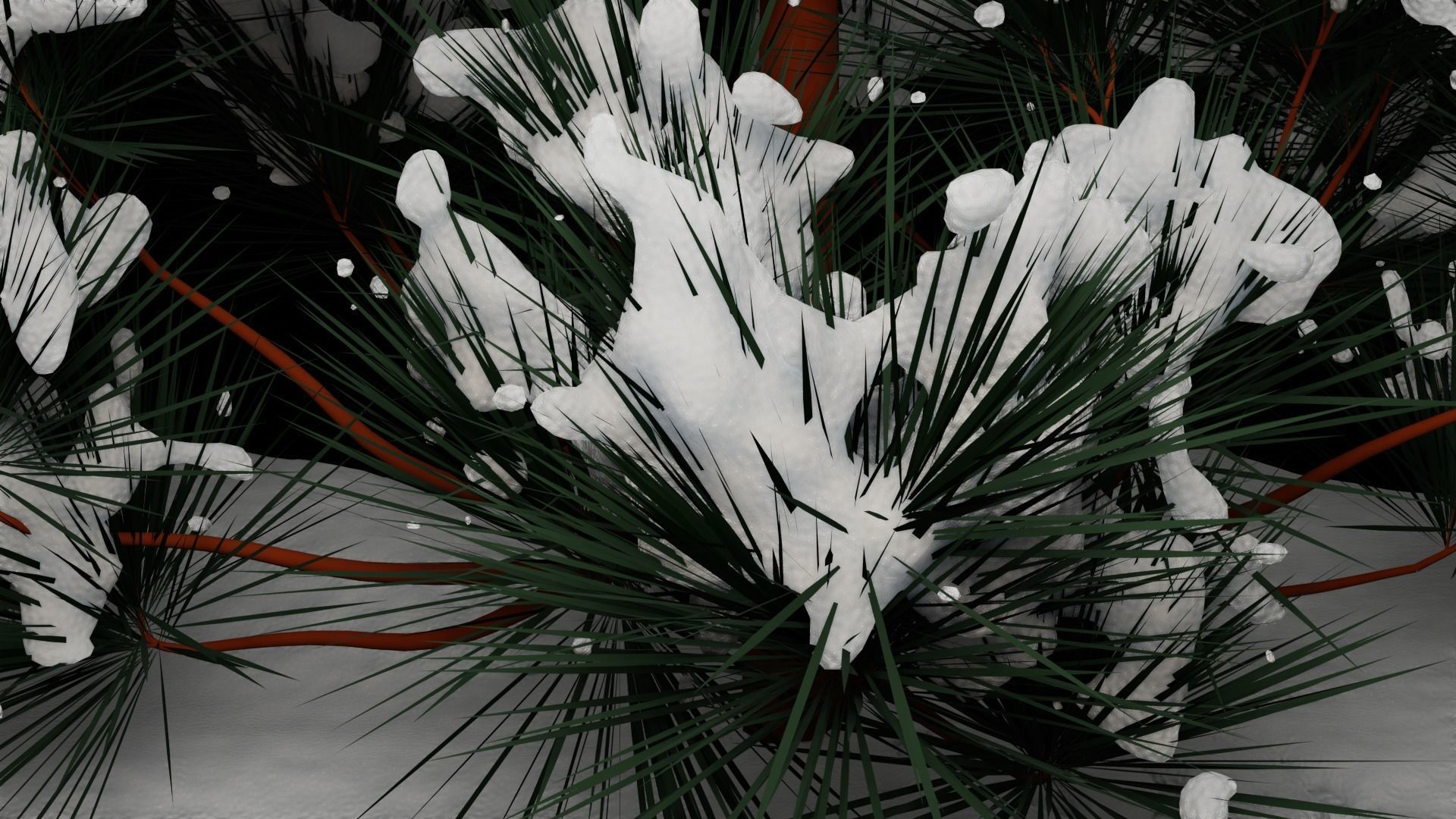 Snowman and Pine tree 3D model_3