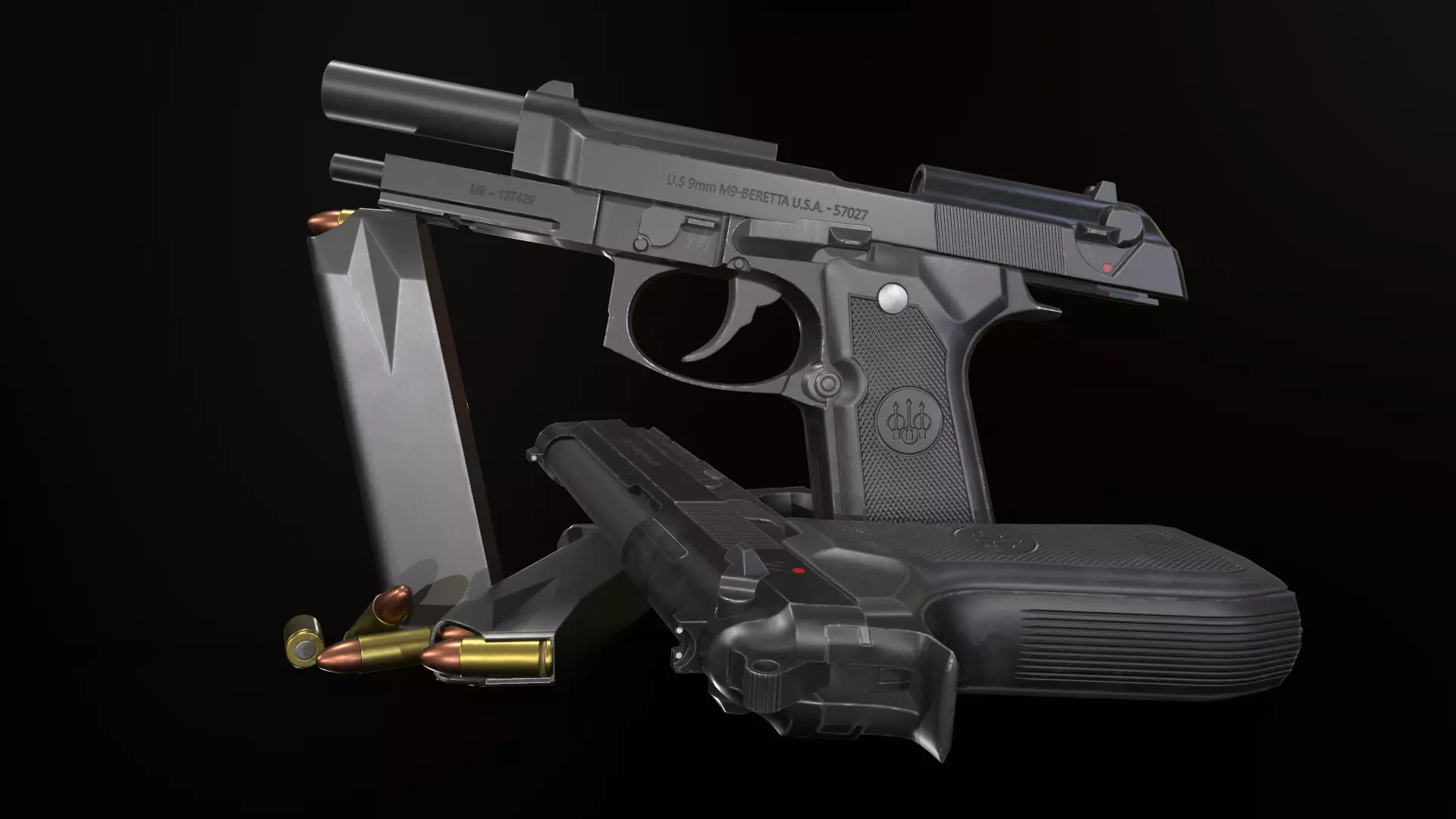 Beretta 92 FS Low-poly 3D model_0